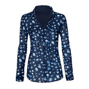 HOT FROM HOLLYWOOD Women's Floral Rolled Sleeve Button Up V Neck High Low Loose Business Casual Top - Košulje - kratke - $9.99  ~ 63,46kn