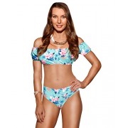 HOT FROM HOLLYWOOD Women's Off Shoulder Scrunch Bandeau Two Piece Swimsuit Set - Trajes de baño - $36.99  ~ 31.77€