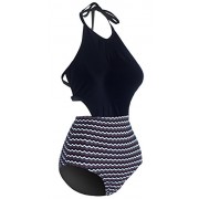 HOT FROM HOLLYWOOD Women's Open Back Halter Neck Strap High Waisted One-Piece Monokini Swimsuit - Badeanzüge - $9.98  ~ 8.57€