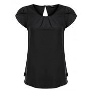 HOTOUCH Women Chiffon Petal Short Sleeve Draped Solid Women Work Blouse - Camicie (corte) - $3.99  ~ 3.43€
