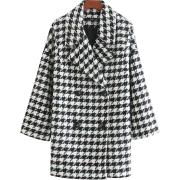 HOUNDSTOOTH DOUBLE-BREASTED COAT - Jacket - coats - $44.97 