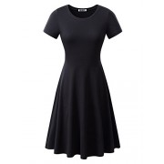 HUHOT Women Short Sleeve Round Neck Summer Casual Flared Midi Dress - Kleider - $12.99  ~ 11.16€