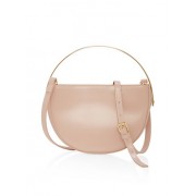 Half Moon Faux Leather Crossbody Bag with Metallic Handle - Hand bag - $12.99 