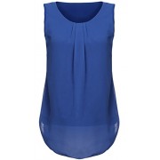 Halife Women's Casual Pleated Front Chiffon Sleeveless Blouse Tops - Shirts - $5.99 