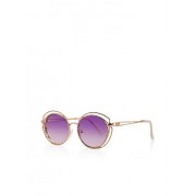 Hammered Metallic Circular Sunglasses - Sunglasses - $6.99 