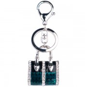 Handbag Bling Crystals Rhinestone Keychain Key Ring Holder Handbag Purse Charm Green - Jewelry - $7.50 