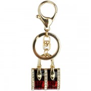 Handbag Bling Crystals Rhinestone Keychain Key Ring Holder Handbag Purse Charm Red - Jewelry - $7.50 