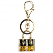 Handbag Bling Crystals Rhinestone Keychain Key Ring Holder Handbag Purse Charm Yellow - Jewelry - $7.50 