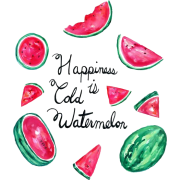 Happiness is Cold Watermelon text - イラスト用文字 - 