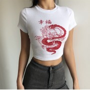 Happy Dragon Print Knit T-Shirt - Košulje - kratke - $19.99  ~ 126,99kn