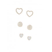 Heart Rhinestone Stud Earrings Set - Kolczyki - $5.99  ~ 5.14€