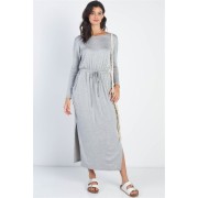Heather Grey Midi Sleeve Basic Maxi Dress - Vestidos - $34.65  ~ 29.76€