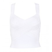 Hego Women's Bandage Bodycon Crop Tops Sexy Strap Elastic Sheath Tank Top White H353 - Shirts - $33.00 