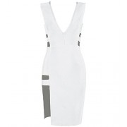 Hego Women's Sexy Cut Out Deep V Neck Club Party Slit Bandage Bodycon Dress H2363 ... - Vestiti - $69.00  ~ 59.26€