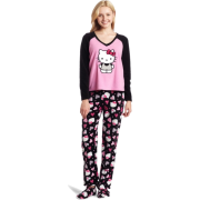 Hello Kitty Women's 3 Piece V-Neck Pajama Set with Slipper Black - Pajamas - $29.40 