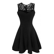 Heloise Fashion Women's A-Line Pleated Sleeveless Little Cocktail Party Dress with Floral Lace - Dresses - $11.50 