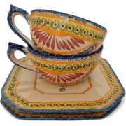 Henriot Quimper tea cup and plate 1950s - Articoli - 