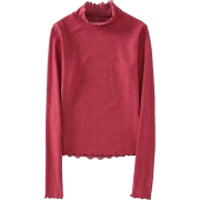 High collar short lace bottom shirt top - Košulje - duge - $19.99  ~ 126,99kn