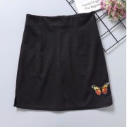 High waist slim butterfly embroidery ski - Skirts - $19.99 