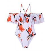 Hilor Girl's One Piece Swimsuit Off Shoulder Swimwear Kids Flounce Bathing Suits Monokinis - Swimsuit - $18.99  ~ £14.43
