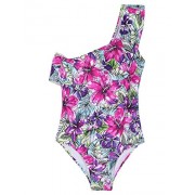 Hilor Girl's One Piece Swimsuits One Shoulder Swimwear Kids Asymmetric Ruffle Bathing Suits - Costume da bagno - $11.99  ~ 10.30€