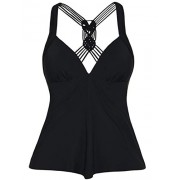 Hilor Women's Macrame Back Tankini Swimsuit Flowy Swimwear V Neck Swim Top - 水着 - $16.99  ~ ¥1,912