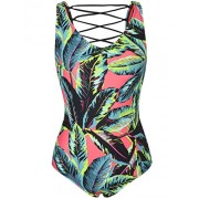 Hilor Women's One Piece Swimsuit Back Strappy Monokini Lace Up Swimwear Bathing Suits - Swimsuit - $15.99 