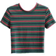 Hit color striped short-sleeved T-shirt - T-shirts - $15.99 