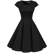 Homrain Women's 1950s Retro Vintage A-Line Long Sleeves Cocktail Swing Party Dress - Dresses - $21.99 
