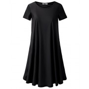 Homrain Women's Comfy Casual Short Sleeve T-Shirt Loose Swing Tunic Dress - sukienki - $14.99  ~ 12.87€