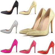 HooH Women's Bling Shiny Pinted-toe Slip Stiletto Dress Pump - Shoes - $36.99 