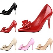 HooH Women's Bowknot Pointed Toe Candy Color Dress Pump - Shoes - $33.99 