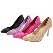 HooH Women's Fish Scale Patterns Pointed Toe Stiletto Dress Pump - Shoes - $54.99 