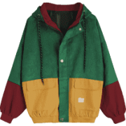 Hooded Color Block Corduroy Jacket - Gre - Куртки и пальто - 