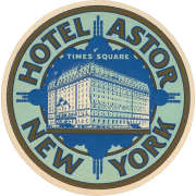 Hotel astor New York luggage label - Ilustracije - 