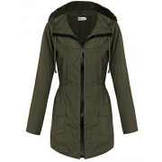Hotouch Womens Lightweight Travel Trench Slightly Waterproof Raincoat Hoodie Windproof Hiking Coat Packable Rain Jacket - Giacce e capotti - $19.99  ~ 17.17€