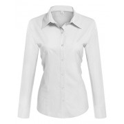 Hotouch Womens Long Sleeve Cotton Basic Simple Button Down Shirt Slim Fit Formal Dress Shirts - 半袖衫/女式衬衫 - $3.99  ~ ¥26.73