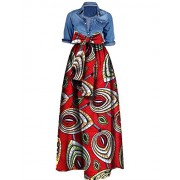 Huiyuzhi Womens African Print Dashiki Dress Long Maxi A Line Skirt Ball Gown - Dresses - $21.98 