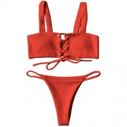IMAYIO Ribbed Texture Lace Up Bathing Siut Women Summer Sexy Swimsuits - Kostiumy kąpielowe - $17.99  ~ 15.45€