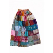 Indian Silk Blend Sari Patchwork Long Skirts Boho for Women - Accessories - $28.99 