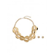 Interlocking Metallic Necklace with Stud Earrings Set - Brincos - $5.99  ~ 5.14€