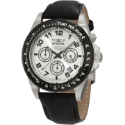 Invicta Men's 10708 Speedway Chronograph Silver Dial Black Leather Watch - Watches - $74.99 