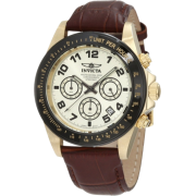 Invicta Men's 10709 Speedway Chronograph Gold Dial Brown Leather Watch - Watches - $94.99 