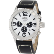 Invicta Men's 1426 II Collection Chronograph White Dial Black Leather Watch - Watches - $109.00 