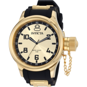 Invicta Men's 1438 Russian Diver Gold Dial Black Polyurethane Watch - Watches - $89.47 