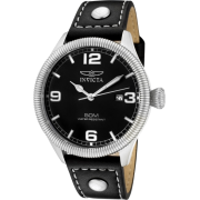 Invicta Men's 1460 Vintage Collection Riveted Leather Strap Black Dial Watch - Watches - $46.04 