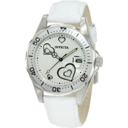 Invicta Women's 12401 Pro Diver Silver Heart Dial White Leather Watch - Watches - $99.99 