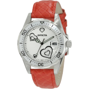 Invicta Women's 12402 Pro Diver Silver Heart Dial Red Leather Watch - Watches - $99.99 