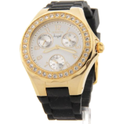 Invicta Women's 1643 Angel Collection Gold-Tone Steel Crystal Bezel Black Polyurethane Watch - Watches - $59.99 