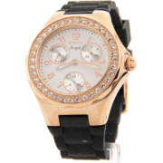 Invicta Women's 1645 Angel Collection Rose Gold-Tone Large Crystal Bezel Black Polyurethane Watch - Watches - $59.95 